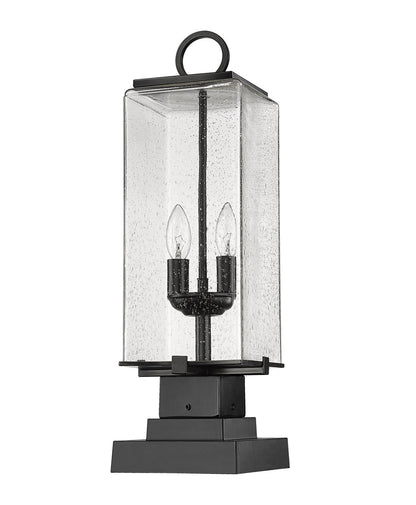 Z-Lite Sana 2 Light Outdoor Pier Mounted Fixture in Black 592PHMS-SQPM-BK