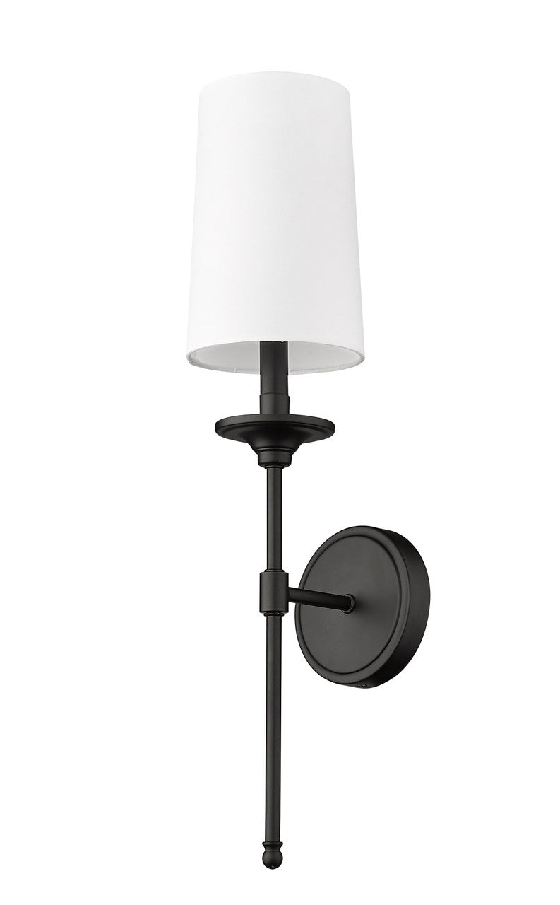 Z-Lite Emily 1 Light Wall Sconce in Matte Black 3033-1S-MB