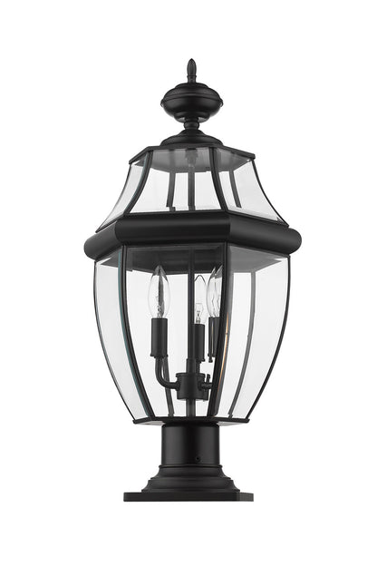 Z-Lite Westover 3 Light Outdoor Pier Mounted Fixture in Black 580PHB-533PM-BK