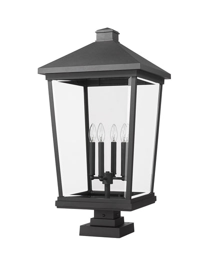 Z-Lite Beacon 4 Light Outdoor Pier Mounted Fixture in Black 568PHXXLS-SQPM-BK