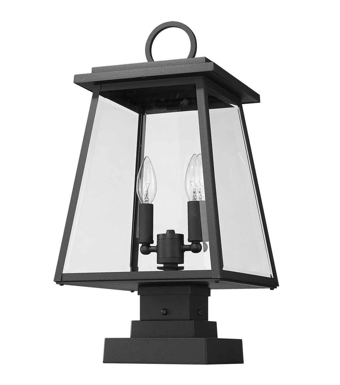 Z-Lite Broughton 2 Light Outdoor Pier Mounted Fixture in Black 521PHMS-SQPM-BK