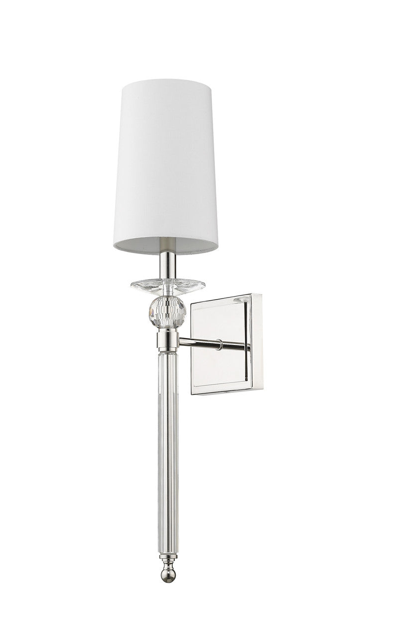 Z-Lite Ava 1 Light Wall Sconce in Polished Nickel 804-1S-PN