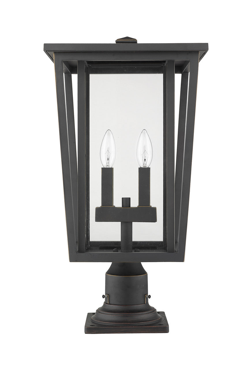 Z-Lite Seoul 2 Light Outdoor Pier Mounted Fixture in Oil Rubbed Bronze 571PHBR-533PM-ORB