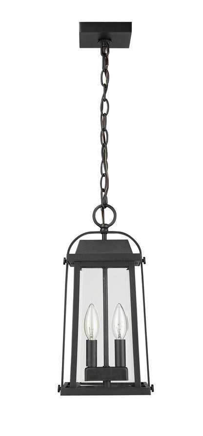 Z-Lite Millworks 2 Light Outdoor Chain Mount Ceiling Fixture in Black 574CHM-BK