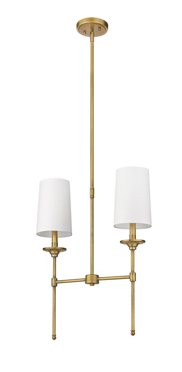 Z-Lite Emily 2 Light Linear Chandelier in Rubbed Brass 3033-2L-RB