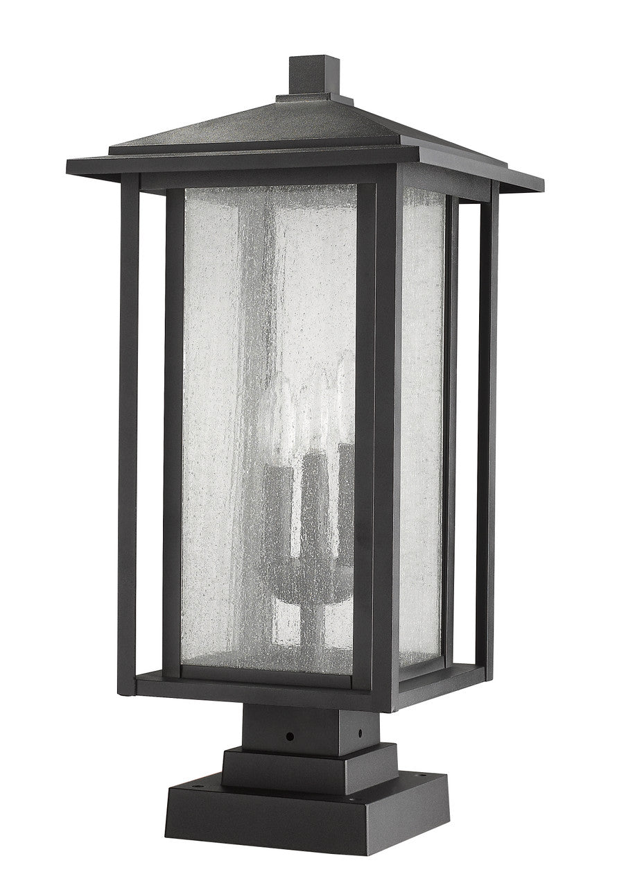 Z-Lite Aspen 3 Light Outdoor Pier Mounted Fixture in Black 554PHXLS-SQPM-BK