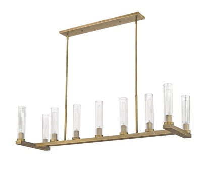 Z-Lite Beau 9 Light Linear Chandelier in Rubbed Brass 3031-9L-RB