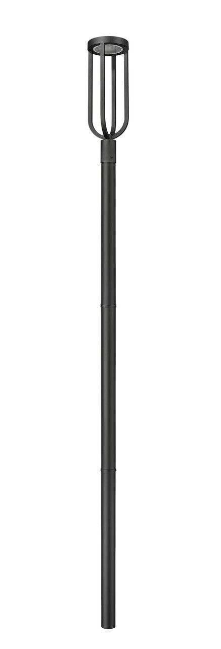 Z-Lite Leland 1 Light Outdoor Post Mounted Fixture in Sand Black 5005PHB-5009P96-BK-L