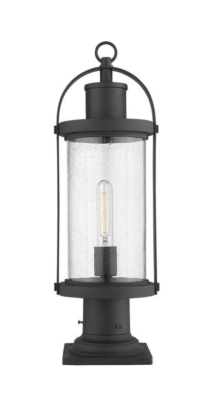 Z-Lite Roundhouse 1 Light Outdoor Pier Mounted Fixture in Black 569PHM-533PM-BK