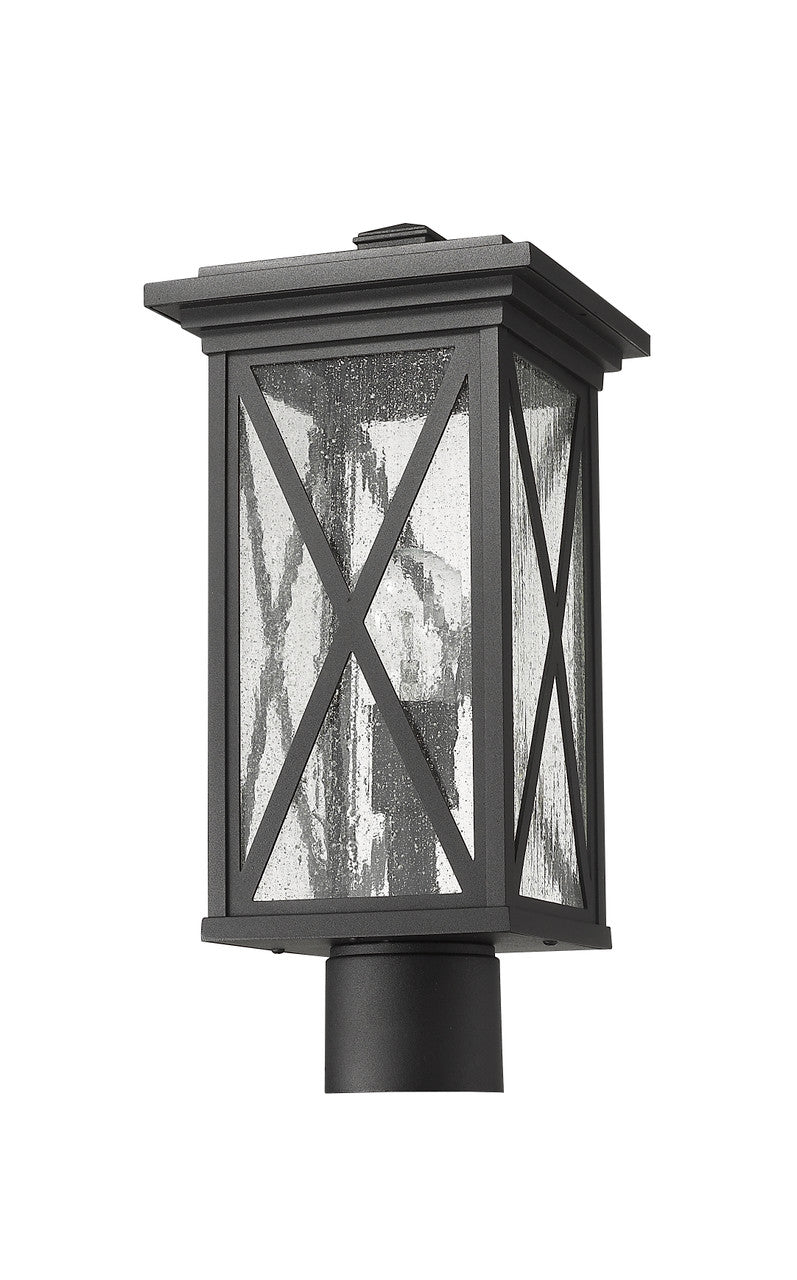 Z-Lite Brookside 1 Light Outdoor Post Mount Fixture in Black 583PHMR-BK