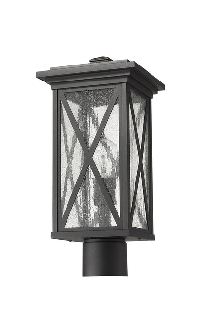 Z-Lite Brookside 1 Light Outdoor Post Mount Fixture in Black 583PHMR-BK