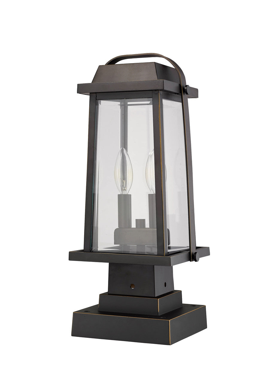 Z-Lite Millworks 2 Light Outdoor Pier Mounted Fixture in Oil Rubbed Bronze 574PHMS-SQPM-ORB