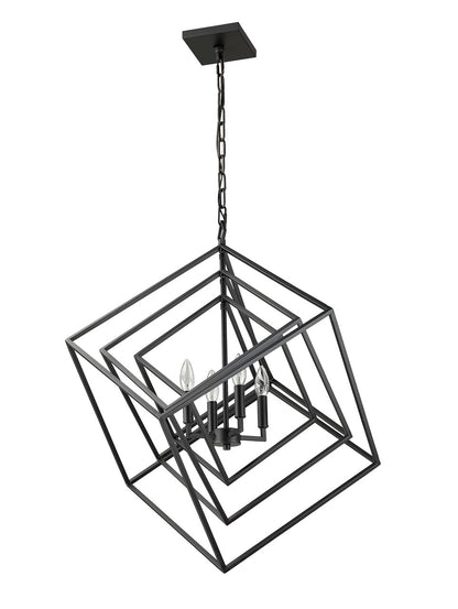 Z-Lite Euclid 4 Light Chandelier in Matte Black 457-4MB