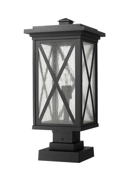 Z-Lite Brookside 1 Light Outdoor Pier Mounted Fixture in Black 583PHBS-SQPM-BK