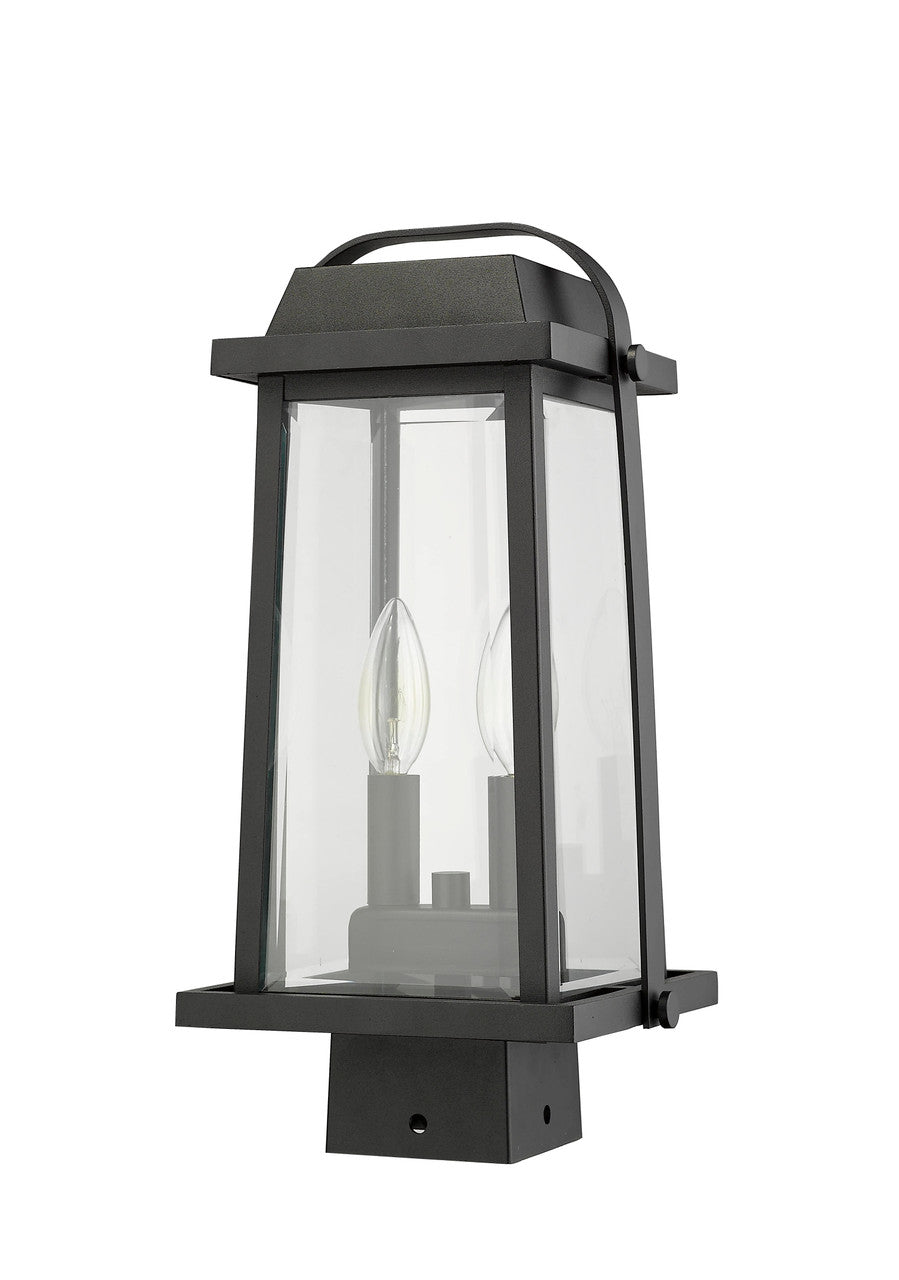 Z-Lite Millworks 2 Light Outdoor Post Mount Fixture in Black 574PHMS-BK