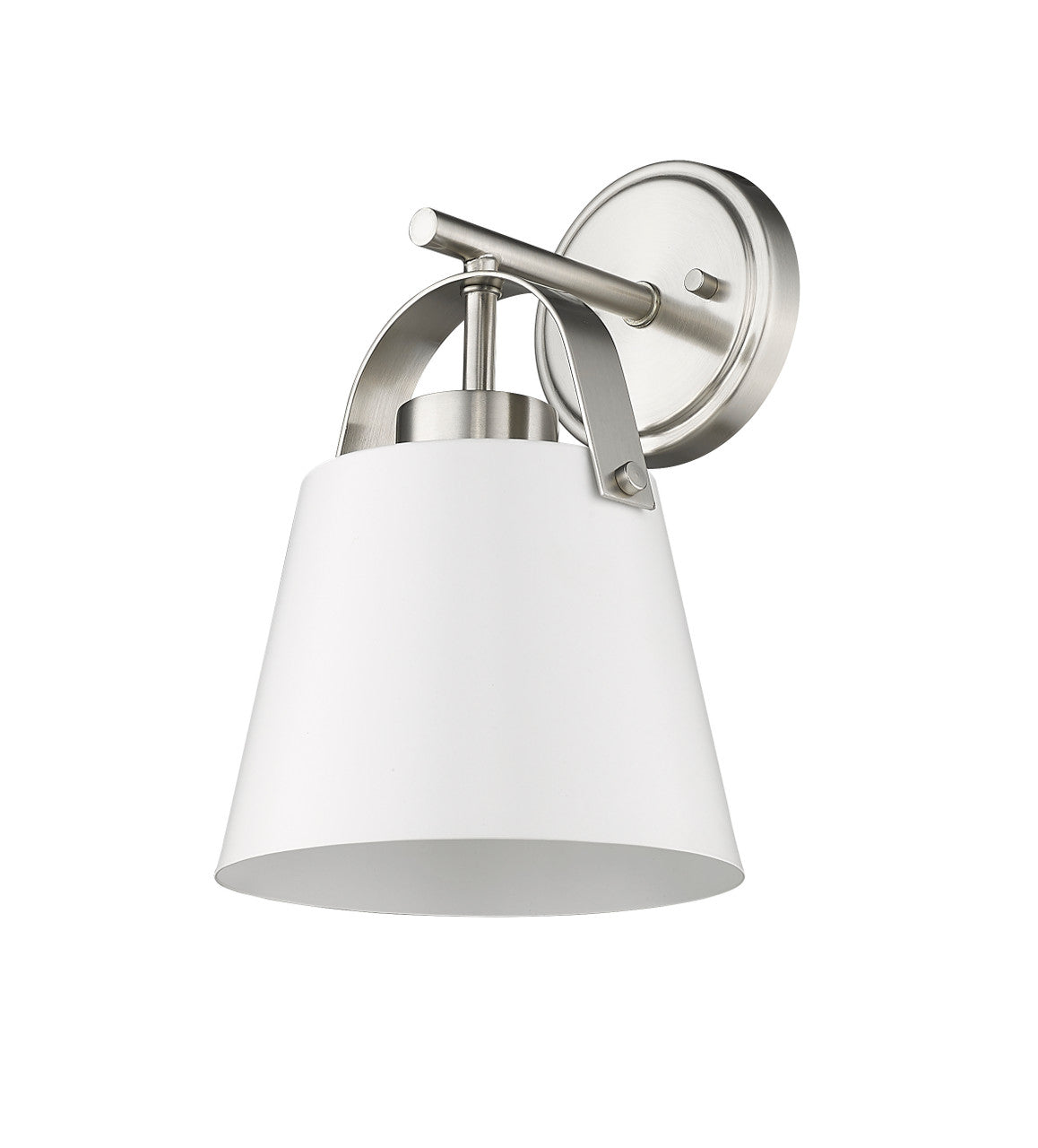 Z-Lite Z-Studio 1 Light Wall Sconce in Matte White + Brushed Nickel 726-1S-MW+BN