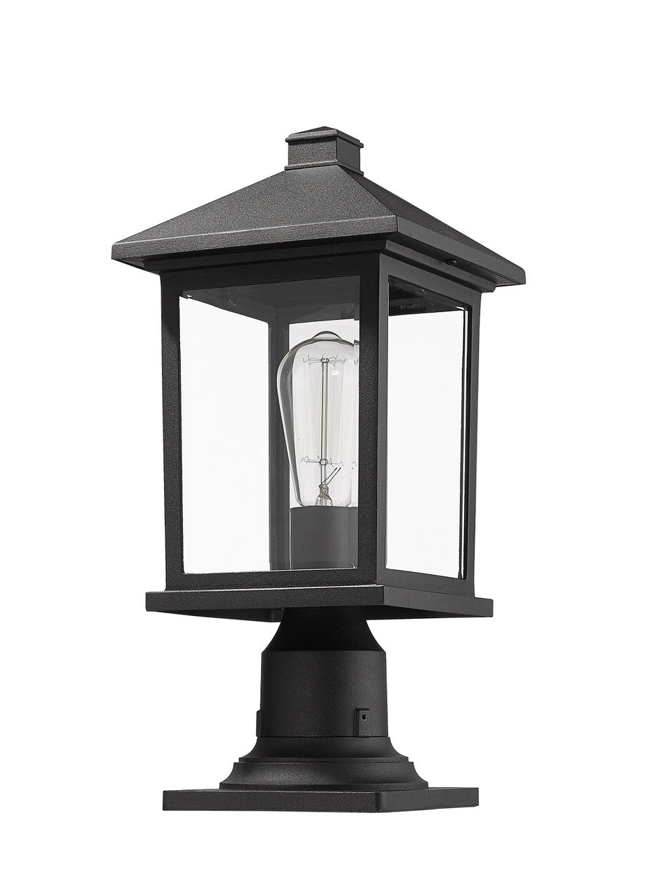 Z-Lite Portland 1 Light Outdoor Pier Mounted Fixture in Black 531PHMR-533PM-BK