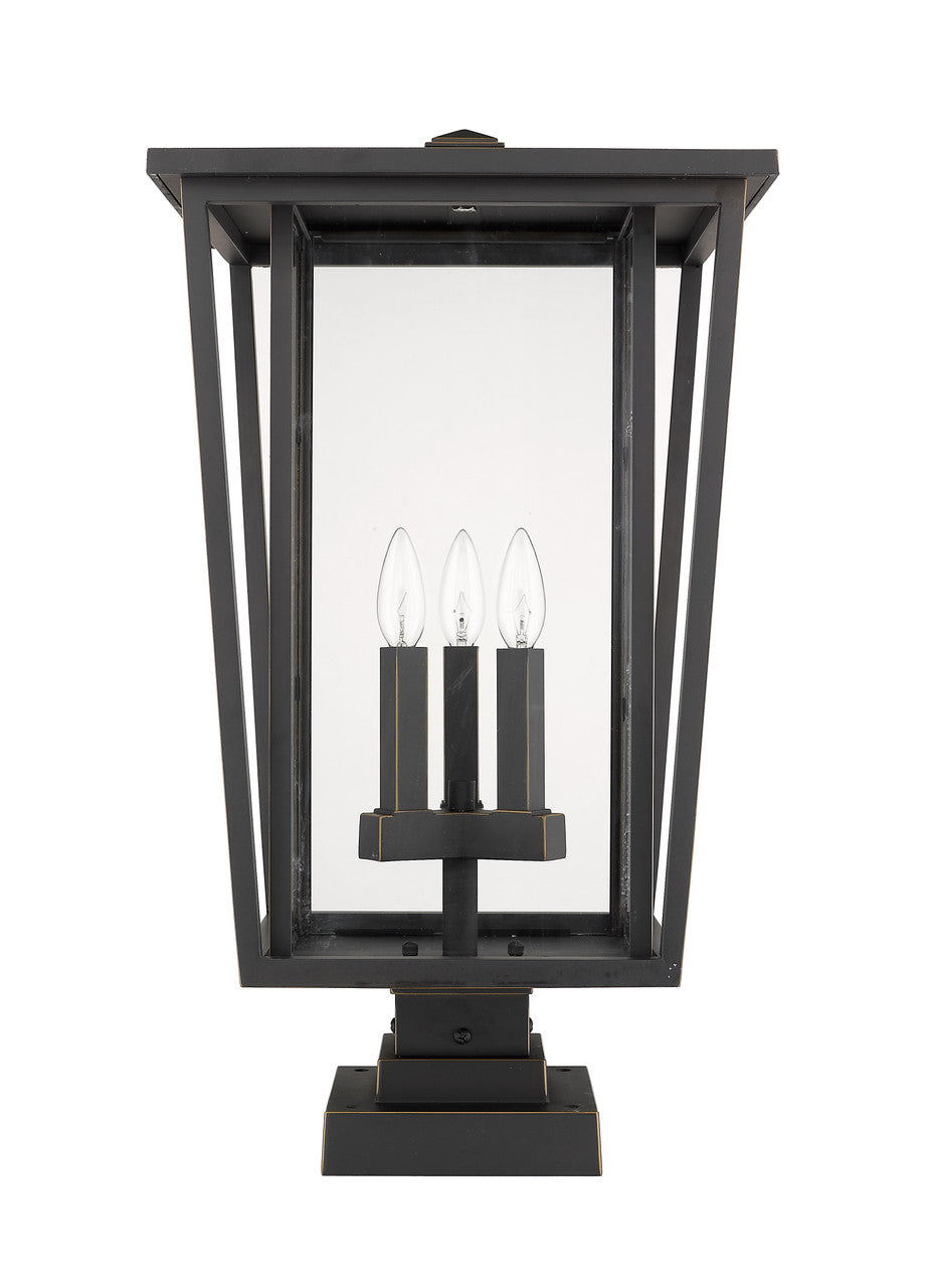 Z-Lite Seoul 3 Light Outdoor Pier Mounted Fixture in Oil Rubbed Bronze 571PHXLS-SQPM-ORB