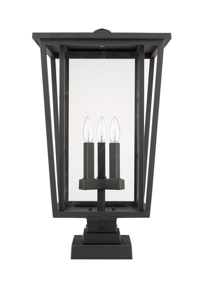 Z-Lite Seoul 3 Light Outdoor Pier Mounted Fixture in Oil Rubbed Bronze 571PHXLS-SQPM-ORB