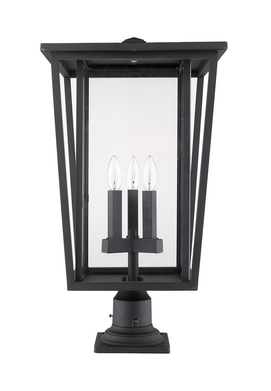 Z-Lite Seoul 3 Light Outdoor Pier Mounted Fixture in Black 571PHXLR-533PM-BK