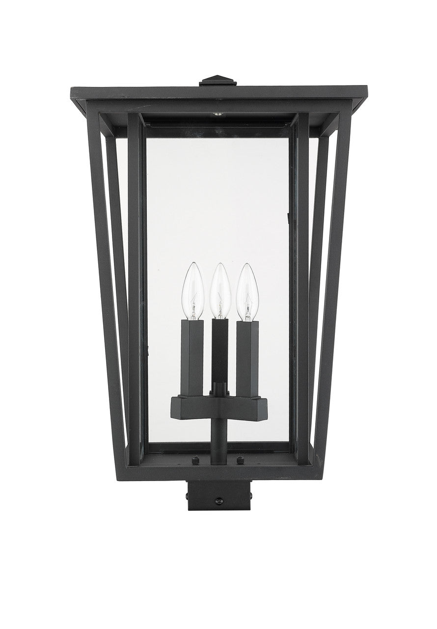 Z-Lite Seoul 3 Light Outdoor Post Mount Fixture in Black 571PHXLS-BK