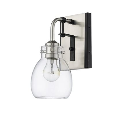 Z-Lite Kraken 1 Light Wall Sconce in Matte Black + Brushed Nickel 466-1S-MB-BN