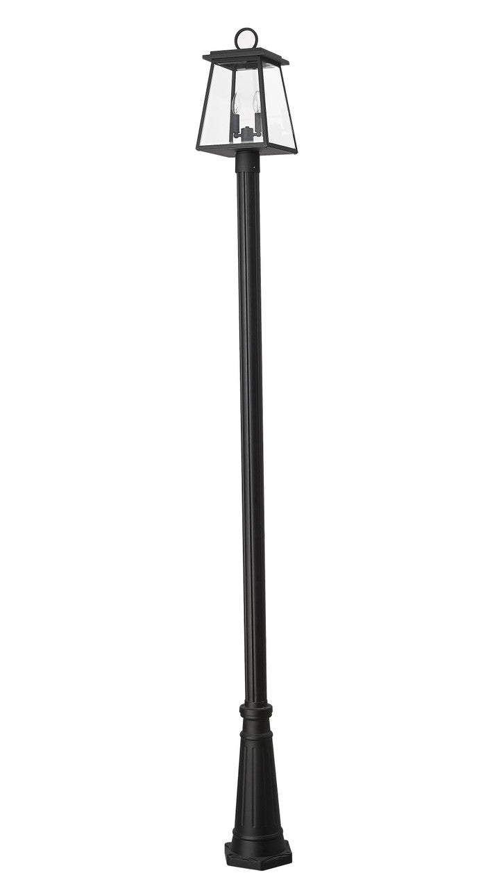 Z-Lite Broughton 2 Light Outdoor Post Mounted Fixture in Black 521PHMR-519P-BK