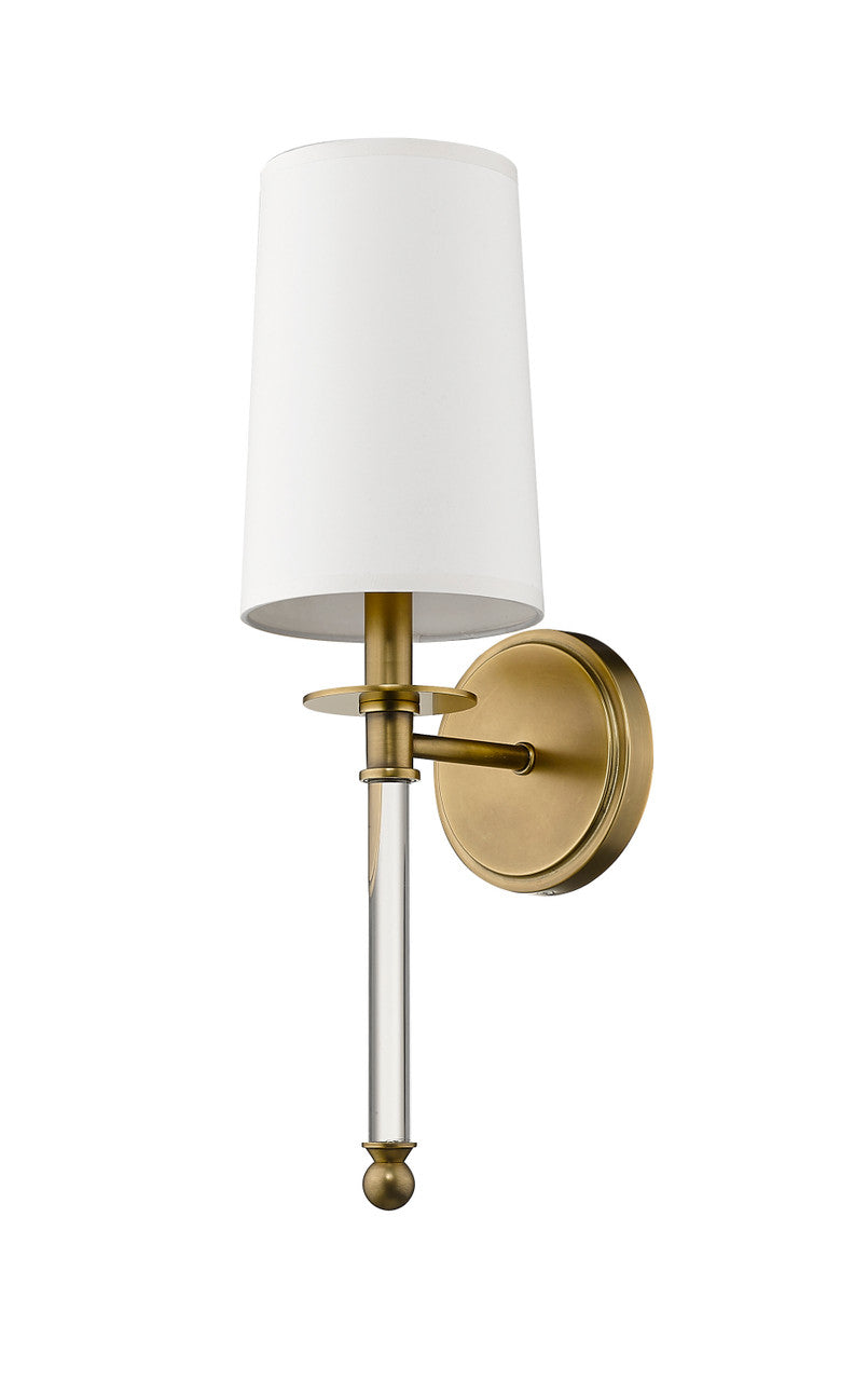 Z-Lite Mila 1 Light Wall Sconce in Rubbed Brass 808-1S-RB