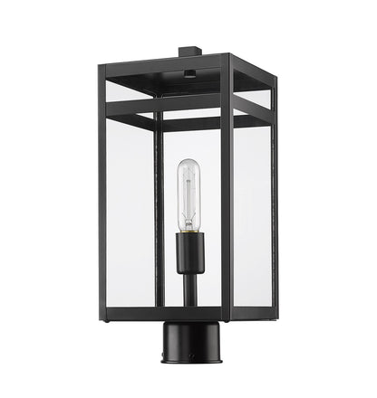 Z-Lite Nuri 1 Light Outdoor Post Mount Fixture in Black 596PHMR-BK