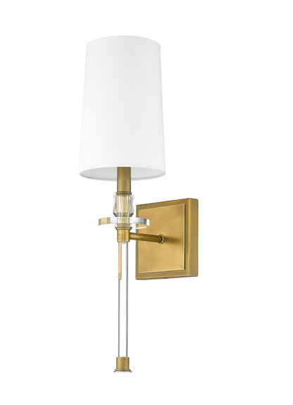 Z-Lite Sophia 1 Light Wall Sconce in Rubbed Brass 803-1S-RB-WH