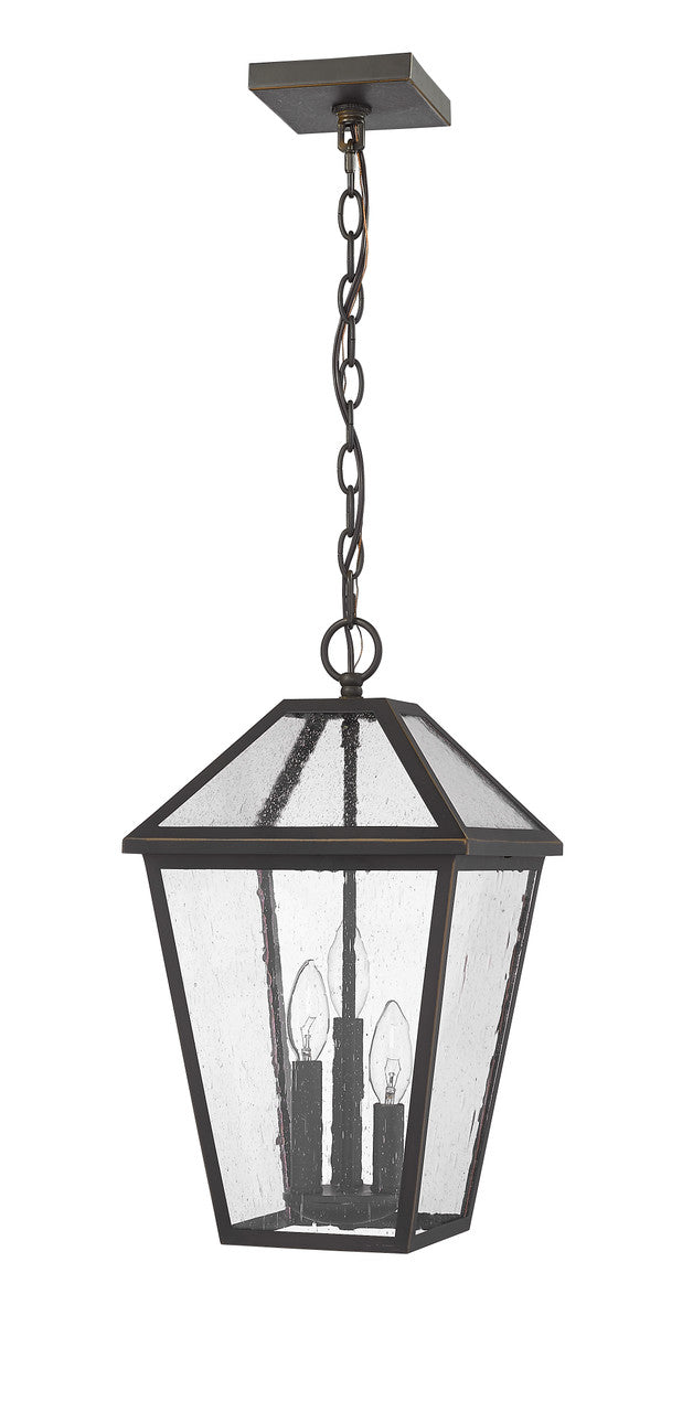 Z-Lite Talbot 3 Light Outdoor Chain Mount Ceiling Fixture in Oil Rubbed Bronze 579CHB-ORB