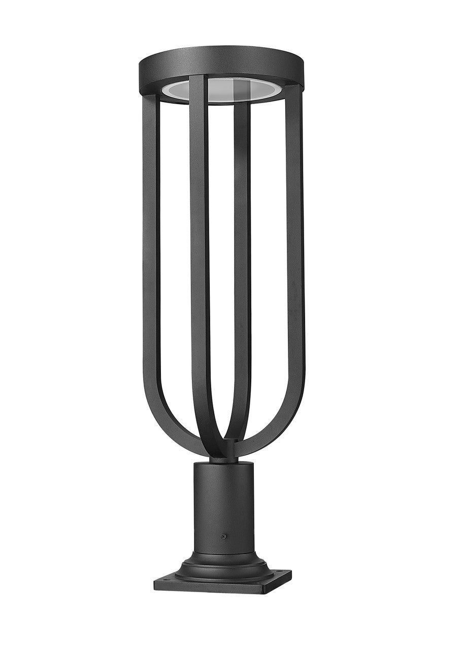 Z-Lite Leland 1 Light Outdoor Pier Mounted Fixture in Sand Black 5005PHB-533PM-BK-LED