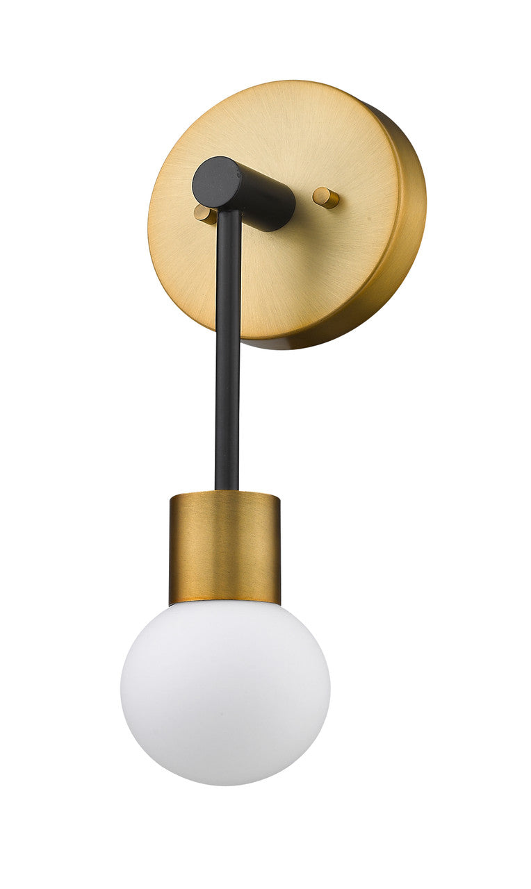 Z-Lite Neutra 1 Light Wall Sconce in Matte Black + Foundry Brass 621-1S-MB-FB