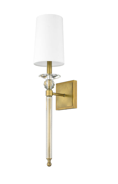 Z-Lite Ava 1 Light Wall Sconce in Rubbed Brass 804-1S-RB-WH