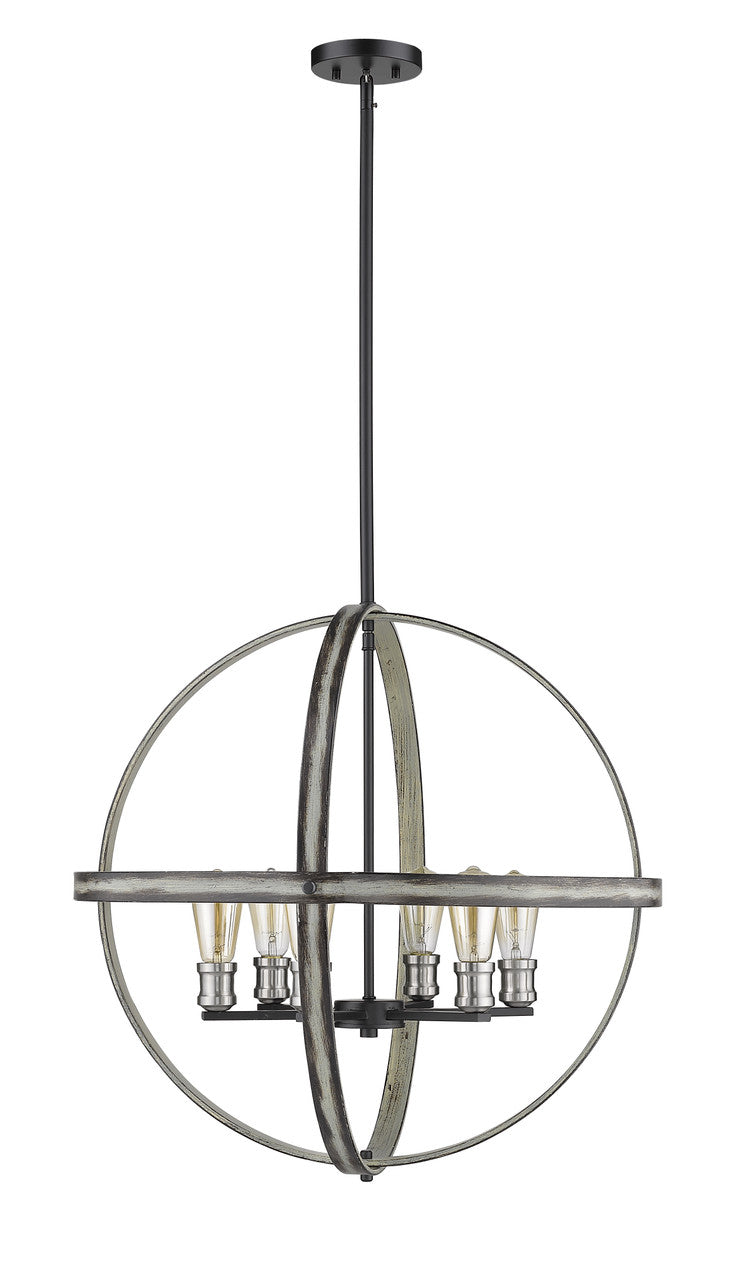 Z-Lite Kirkland 6 Light Chandelier in Ashen Barnboard 472B26-ABB