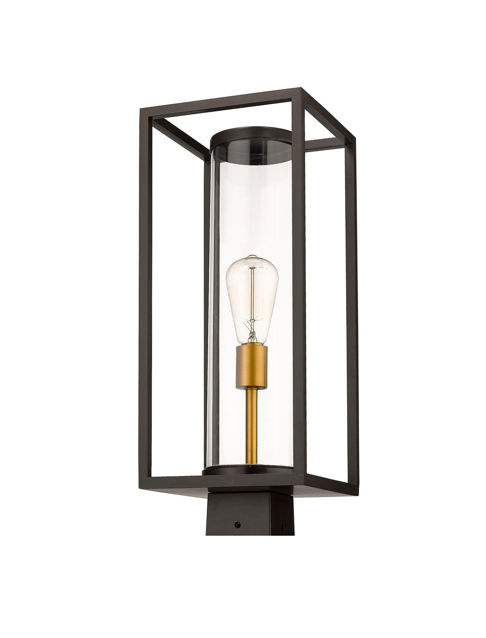 Z-Lite Dunbroch 1 Light Outdoor Post Mount Fixture in Deep Bronze + Outdoor Brass 584PHMS-DBZ-OBS