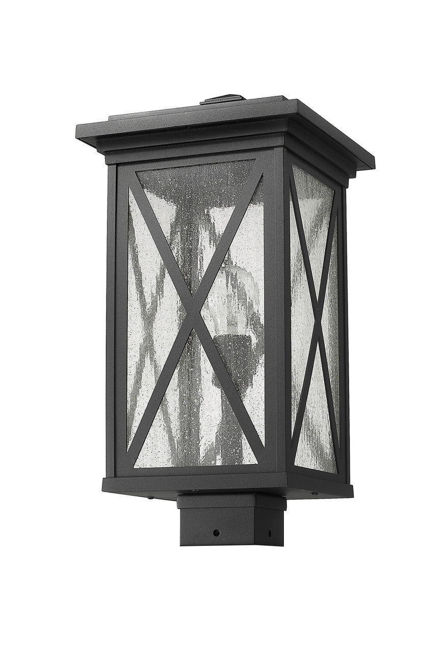 Z-Lite Brookside 1 Light Outdoor Post Mount Fixture in Black 583PHBS-BK