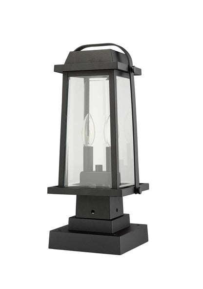 Z-Lite Millworks 2 Light Outdoor Pier Mounted Fixture in Black 574PHMS-SQPM-BK