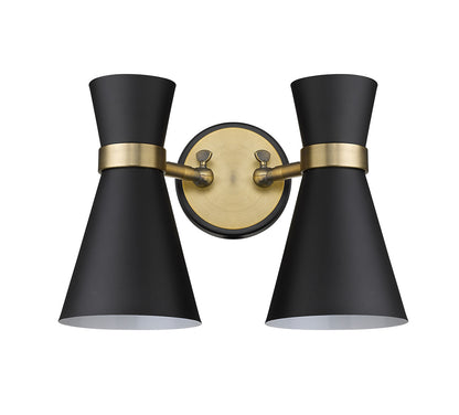 Z-Lite Soriano 2 Light Wall Sconce in Matte Black + Heritage Brass 728-2S-MB-HBR