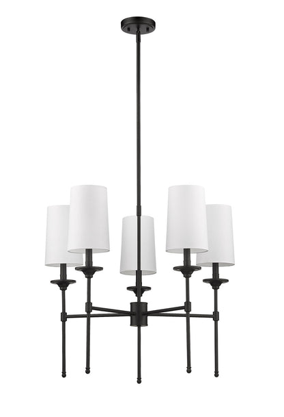 Z-Lite Emily 5 Light Chandelier in Matte Black 3033-5MB