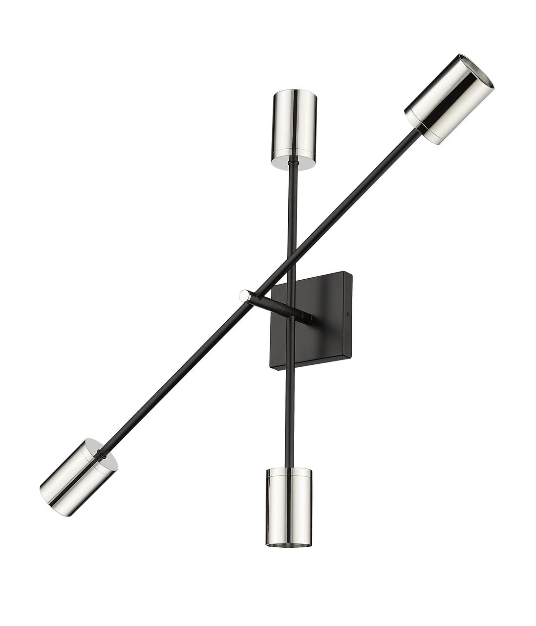 Z-Lite Calumet 4 Light Wall Sconce in Matte Black + Polished Nickel 814-4S-MB-PN