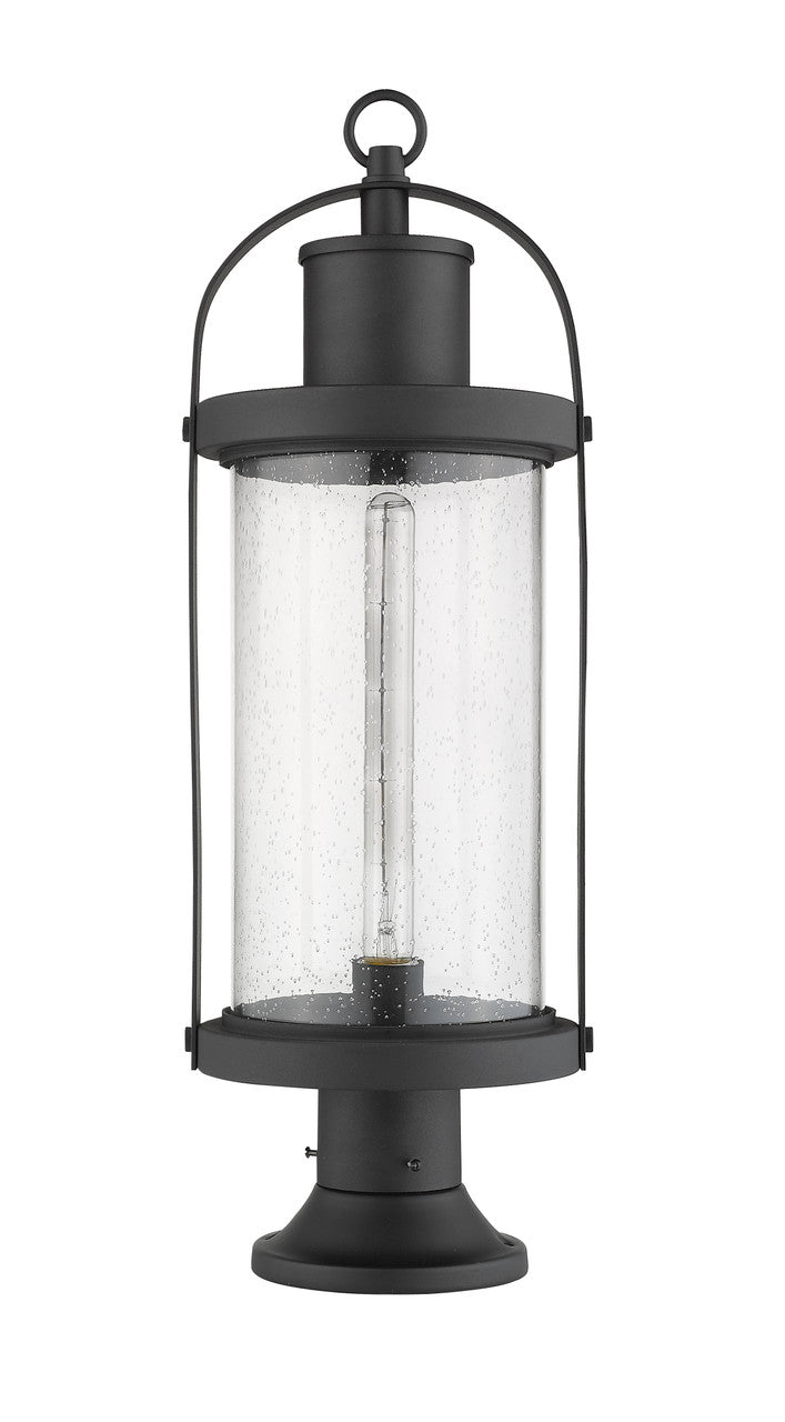 Z-Lite Roundhouse 1 Light Outdoor Pier Mounted Fixture in Black 569PHB-553PM-BK