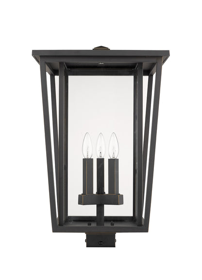 Z-Lite Seoul 3 Light Outdoor Post Mount Fixture in Oil Rubbed Bronze 571PHXLS-ORB