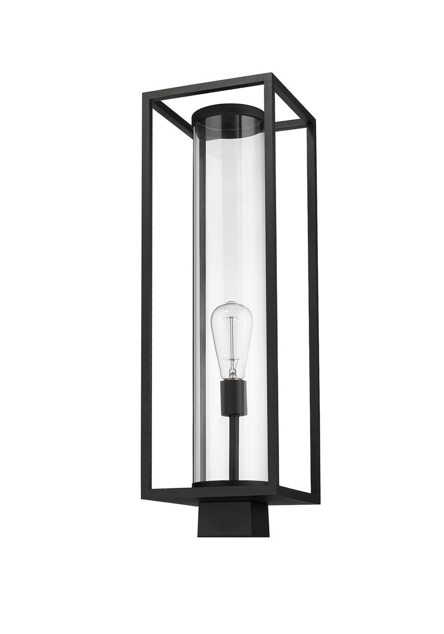 Z-Lite Dunbroch 1 Light Outdoor Post Mount Fixture in Black 584PHBS-BK