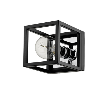 Z-Lite Kube 1 Light Wall Sconce in Matte Black + Chrome 480-1S-MB-CH