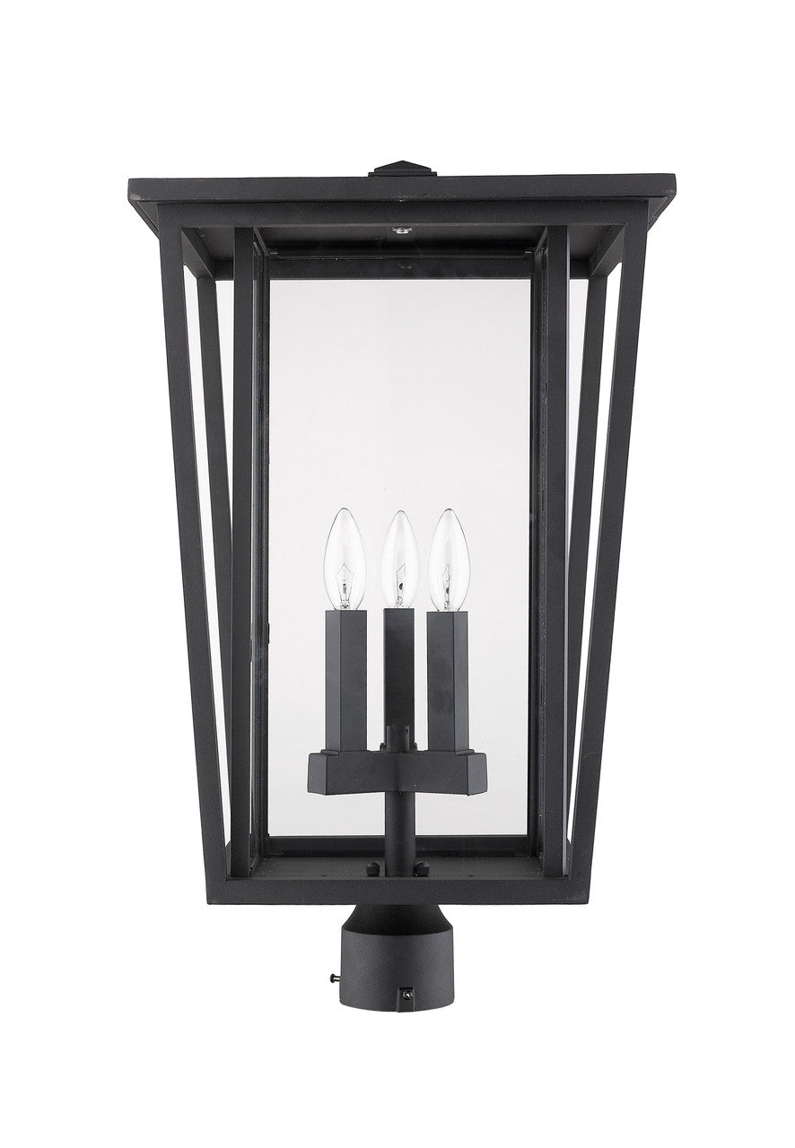 Z-Lite Seoul 3 Light Outdoor Post Mount Fixture in Black 571PHXLR-BK