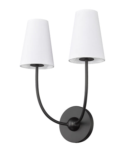 Z-Lite Shannon 2 Light Wall Sconce in Matte Black 3040-2S-MB