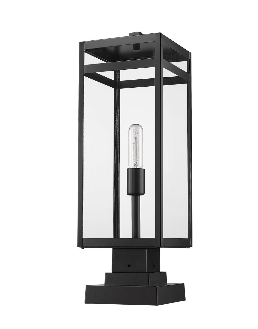 Z-Lite Nuri 1 Light Outdoor Pier Mounted Fixture in Black 596PHBS-SQPM-BK