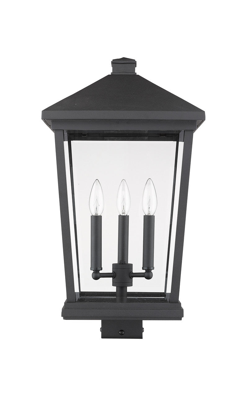 Z-Lite Beacon 3 Light Outdoor Post Mount Fixture in Black 568PHXLS-BK