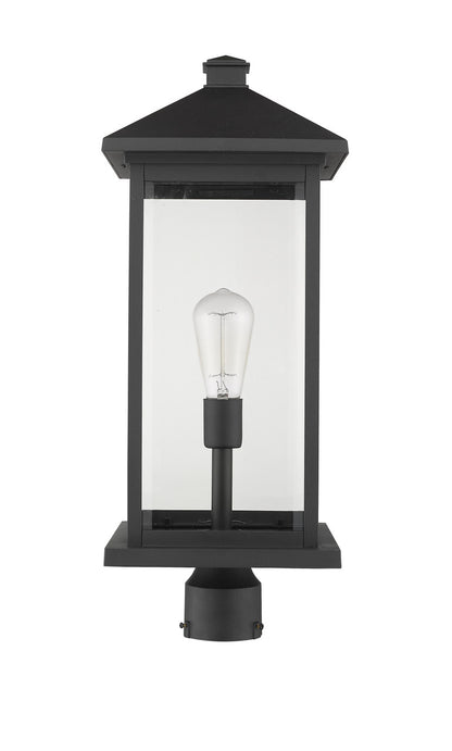 Z-Lite Portland 1 Light Outdoor Post Mount Fixture in Black 531PHBXLR-BK